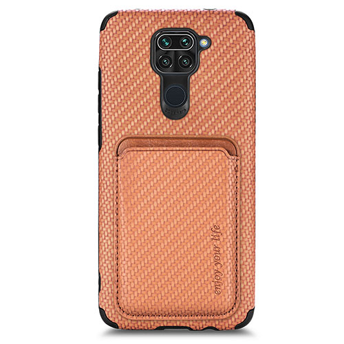 Ultra-thin Silicone Gel Soft Case Cover with Magnetic S02D for Xiaomi Redmi Note 9 Brown