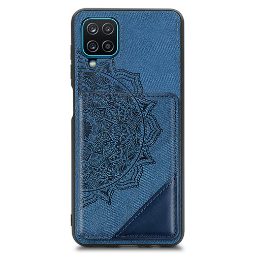 Ultra-thin Silicone Gel Soft Case Cover with Magnetic S03D for Samsung Galaxy A12 Blue