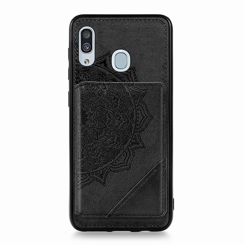 Ultra-thin Silicone Gel Soft Case Cover with Magnetic S03D for Samsung Galaxy A20 Black