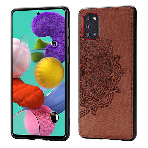 Ultra-thin Silicone Gel Soft Case Cover with Magnetic S03D for Samsung Galaxy A31 Brown