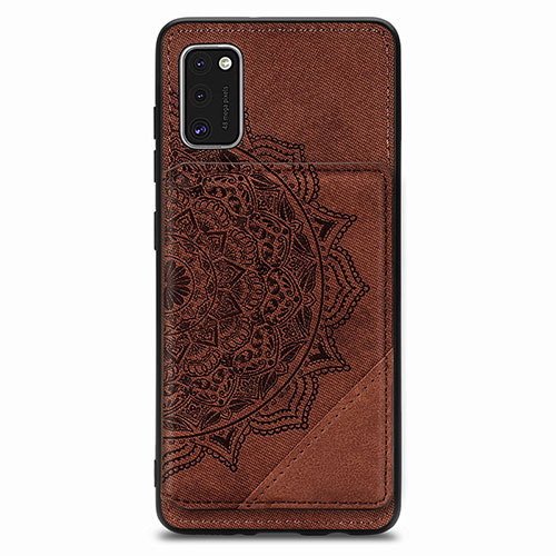Ultra-thin Silicone Gel Soft Case Cover with Magnetic S03D for Samsung Galaxy A41 Brown