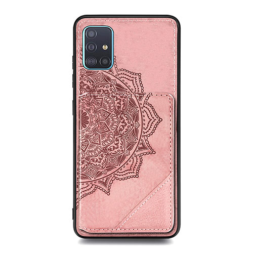 Ultra-thin Silicone Gel Soft Case Cover with Magnetic S03D for Samsung Galaxy A51 5G Rose Gold