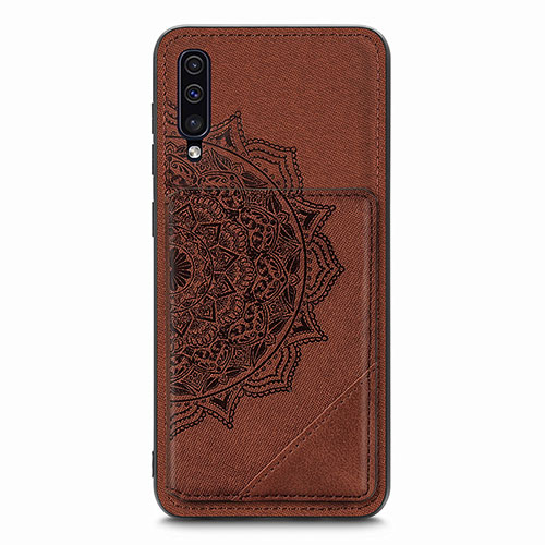 Ultra-thin Silicone Gel Soft Case Cover with Magnetic S03D for Samsung Galaxy A70 Brown
