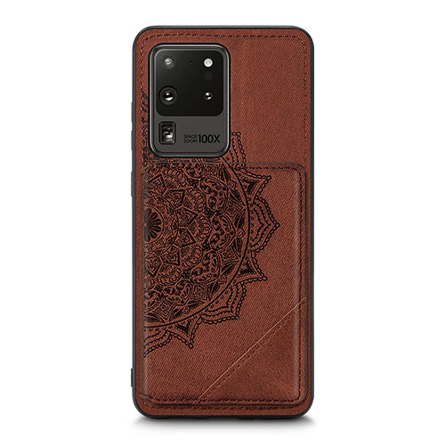 Ultra-thin Silicone Gel Soft Case Cover with Magnetic S03D for Samsung Galaxy S20 Ultra 5G Brown