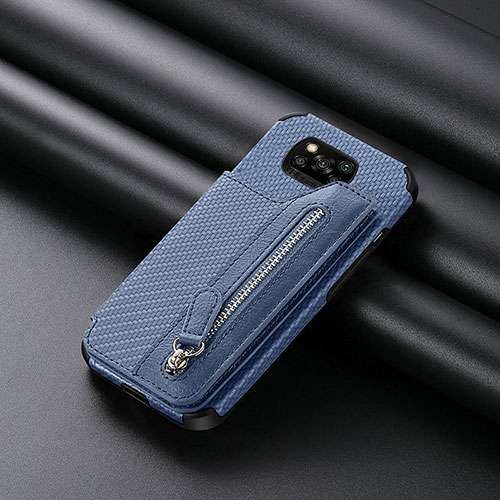 Ultra-thin Silicone Gel Soft Case Cover with Magnetic S03D for Xiaomi Poco X3 Blue