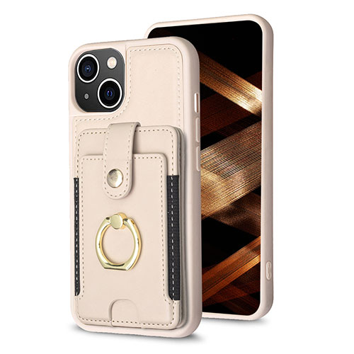 Ultra-thin Silicone Gel Soft Case Cover with Magnetic S04D for Apple iPhone 14 Plus Gold