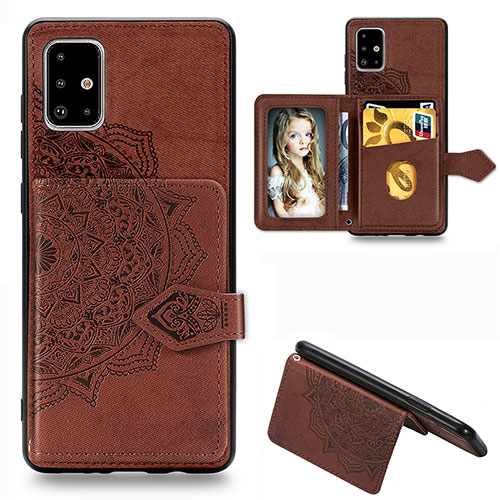 Ultra-thin Silicone Gel Soft Case Cover with Magnetic S04D for Samsung Galaxy A51 4G Brown