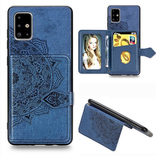 Ultra-thin Silicone Gel Soft Case Cover with Magnetic S04D for Samsung Galaxy A51 5G Blue