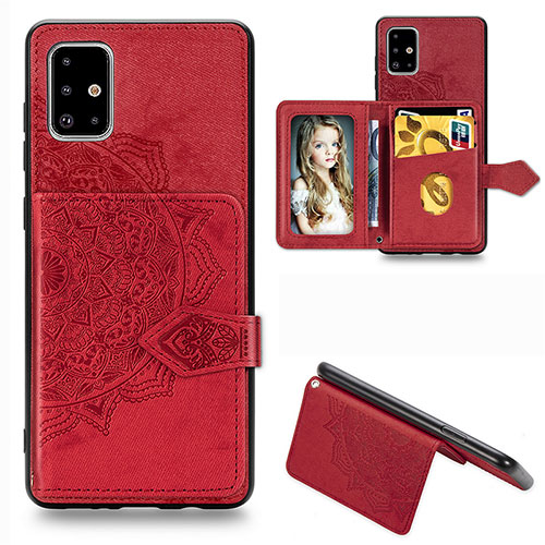 Ultra-thin Silicone Gel Soft Case Cover with Magnetic S04D for Samsung Galaxy A51 5G Red
