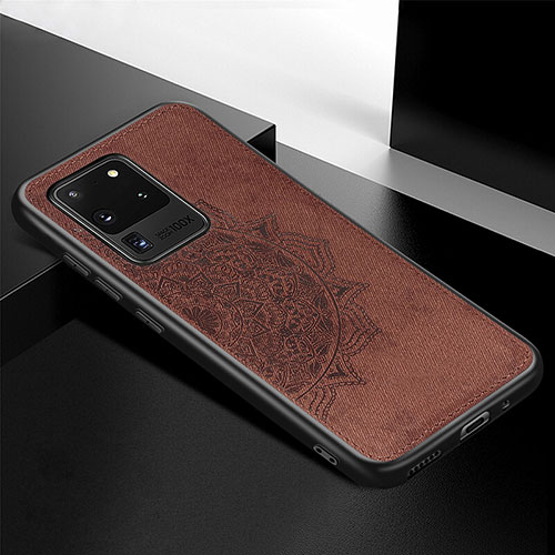 Ultra-thin Silicone Gel Soft Case Cover with Magnetic S04D for Samsung Galaxy S20 Ultra 5G Brown