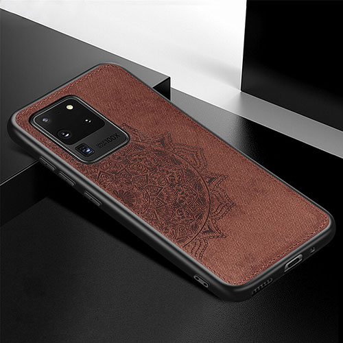 Ultra-thin Silicone Gel Soft Case Cover with Magnetic S04D for Samsung Galaxy S20 Ultra Brown