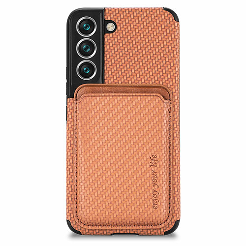 Ultra-thin Silicone Gel Soft Case Cover with Magnetic S04D for Samsung Galaxy S21 5G Brown