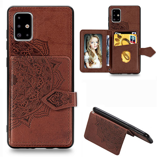 Ultra-thin Silicone Gel Soft Case Cover with Magnetic S05D for Samsung Galaxy A71 5G Brown