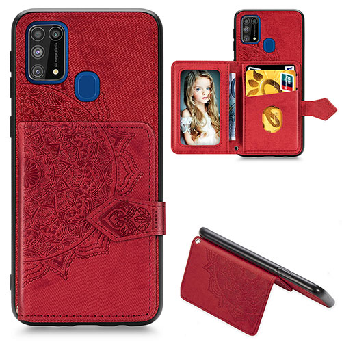 Ultra-thin Silicone Gel Soft Case Cover with Magnetic S05D for Samsung Galaxy M21s Red