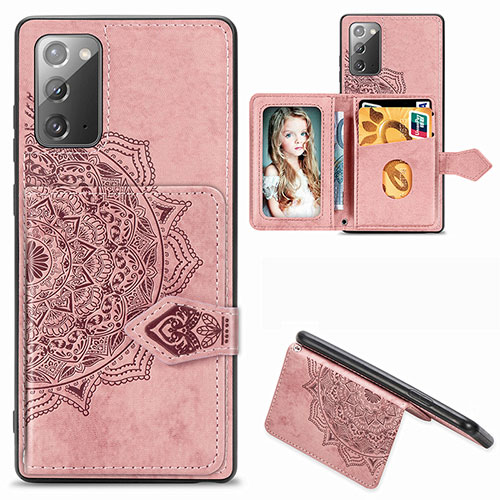 Ultra-thin Silicone Gel Soft Case Cover with Magnetic S05D for Samsung Galaxy Note 20 5G Rose Gold