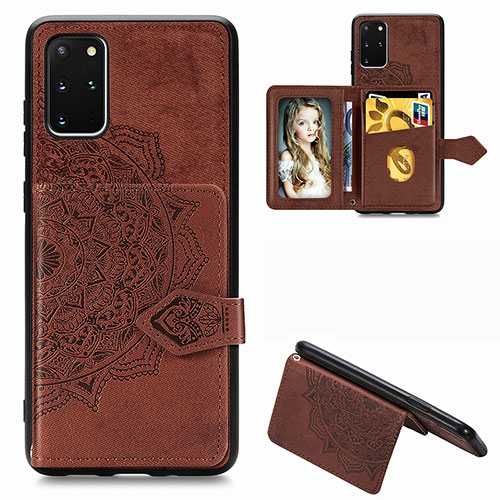Ultra-thin Silicone Gel Soft Case Cover with Magnetic S05D for Samsung Galaxy S20 Plus 5G Brown