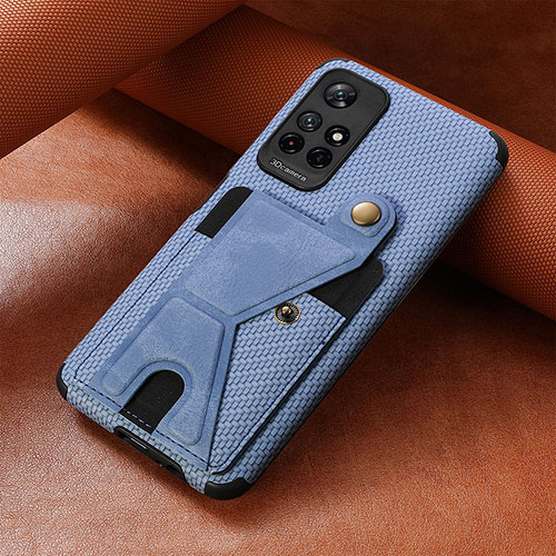 Ultra-thin Silicone Gel Soft Case Cover with Magnetic S05D for Xiaomi Redmi Note 11S 5G Blue