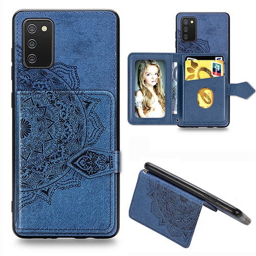 Ultra-thin Silicone Gel Soft Case Cover with Magnetic S06D for Samsung Galaxy A02s Blue
