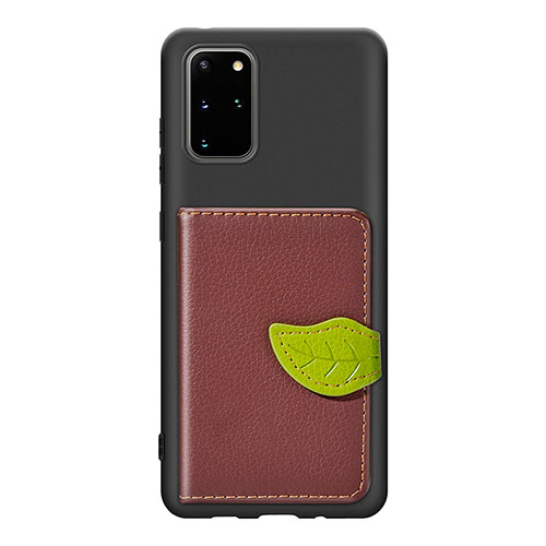 Ultra-thin Silicone Gel Soft Case Cover with Magnetic S06D for Samsung Galaxy S20 Plus 5G Brown