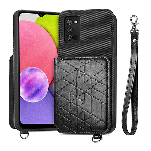 Ultra-thin Silicone Gel Soft Case Cover with Magnetic S07D for Samsung Galaxy A02s Black