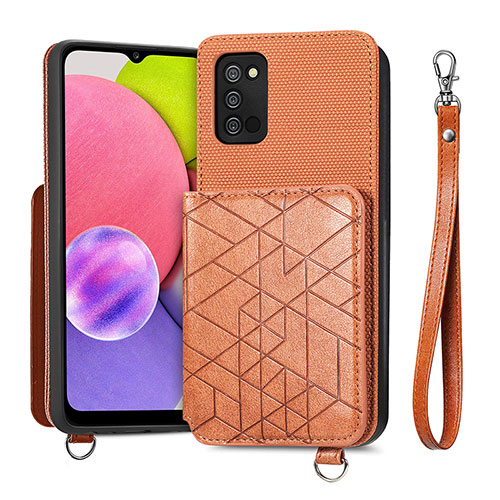 Ultra-thin Silicone Gel Soft Case Cover with Magnetic S07D for Samsung Galaxy A02s Brown