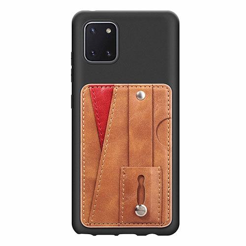 Ultra-thin Silicone Gel Soft Case Cover with Magnetic S08D for Samsung Galaxy A81 Brown