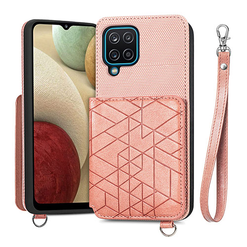 Ultra-thin Silicone Gel Soft Case Cover with Magnetic S08D for Samsung Galaxy M12 Pink