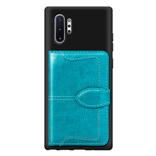 Ultra-thin Silicone Gel Soft Case Cover with Magnetic S08D for Samsung Galaxy Note 10 Plus 5G Cyan