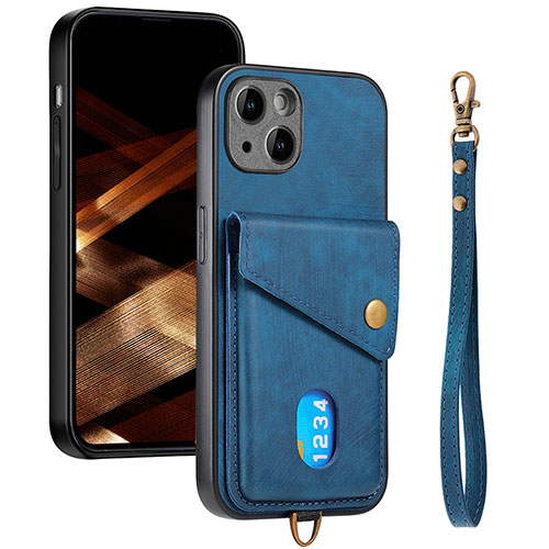 Ultra-thin Silicone Gel Soft Case Cover with Magnetic S09D for Apple iPhone 13 Blue