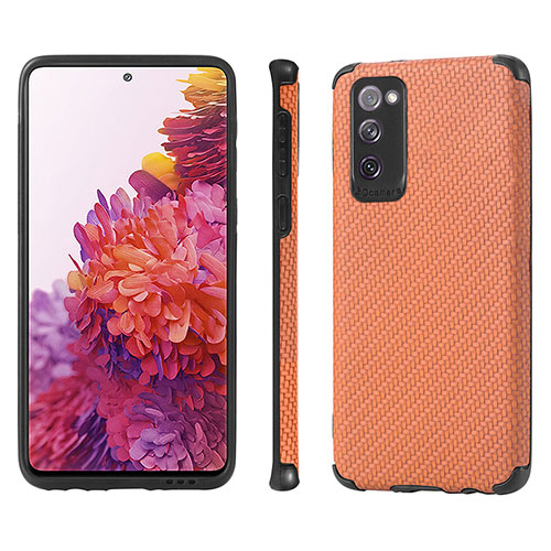 Ultra-thin Silicone Gel Soft Case Cover with Magnetic S09D for Samsung Galaxy S20 FE (2022) 5G Orange