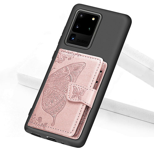 Ultra-thin Silicone Gel Soft Case Cover with Magnetic S11D for Samsung Galaxy S20 Ultra 5G Pink