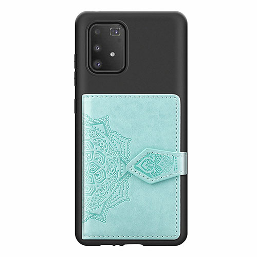 Ultra-thin Silicone Gel Soft Case Cover with Magnetic S12D for Samsung Galaxy A91 Mint Blue