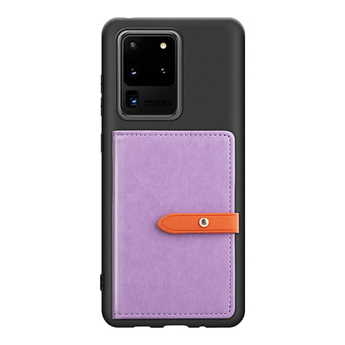 Ultra-thin Silicone Gel Soft Case Cover with Magnetic S12D for Samsung Galaxy S20 Ultra 5G Purple