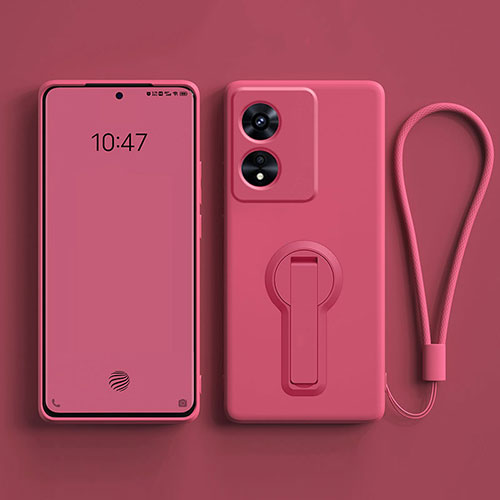Ultra-thin Silicone Gel Soft Case Cover with Stand for Oppo A78 5G Hot Pink