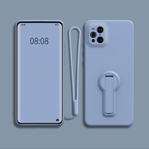 Ultra-thin Silicone Gel Soft Case Cover with Stand for Oppo Find X3 5G Lavender Gray