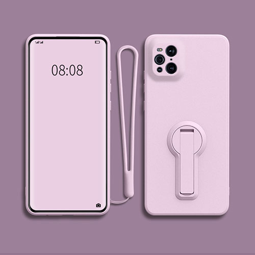 Ultra-thin Silicone Gel Soft Case Cover with Stand for Oppo Find X3 Pro 5G Clove Purple