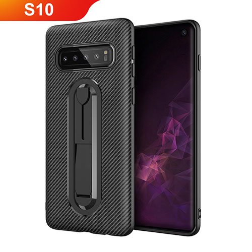 Ultra-thin Silicone Gel Soft Case Cover with Stand for Samsung Galaxy S10 5G Black