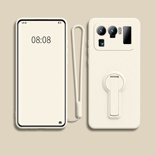 Ultra-thin Silicone Gel Soft Case Cover with Stand for Xiaomi Mi 11 Ultra 5G White