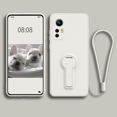 Ultra-thin Silicone Gel Soft Case Cover with Stand for Xiaomi Mi 12X 5G White