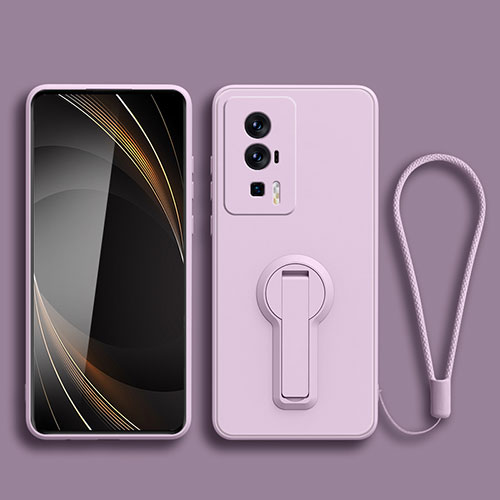 Ultra-thin Silicone Gel Soft Case Cover with Stand for Xiaomi Poco F5 Pro 5G Clove Purple