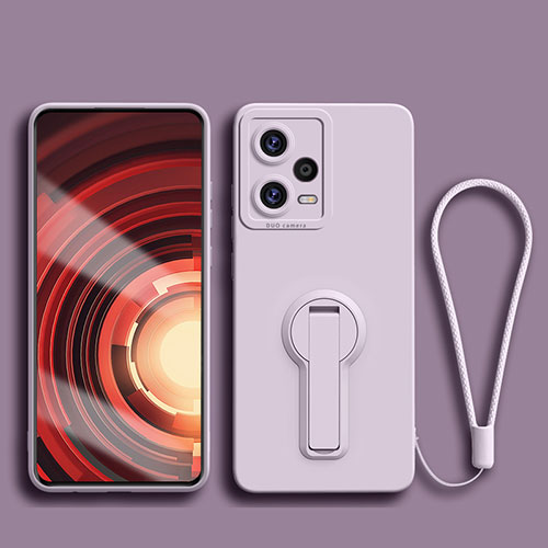 Ultra-thin Silicone Gel Soft Case Cover with Stand for Xiaomi Redmi Note 12 Pro 5G Clove Purple