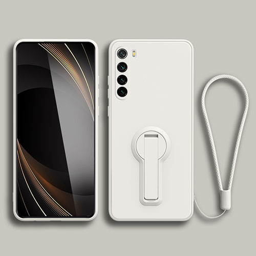 Ultra-thin Silicone Gel Soft Case Cover with Stand for Xiaomi Redmi Note 8 (2021) White