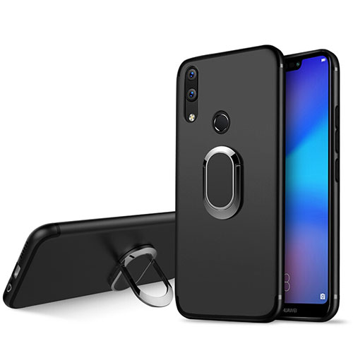 Ultra-thin Silicone Gel Soft Case with Finger Ring Stand for Huawei Nova 3e Black