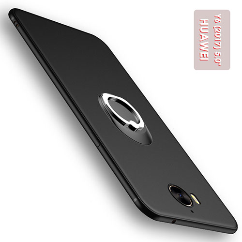 Ultra-thin Silicone Gel Soft Case with Finger Ring Stand for Huawei Nova Young Black