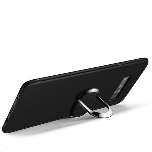 Ultra-thin Silicone Gel Soft Case with Finger Ring Stand for Samsung Galaxy Note 8 Black