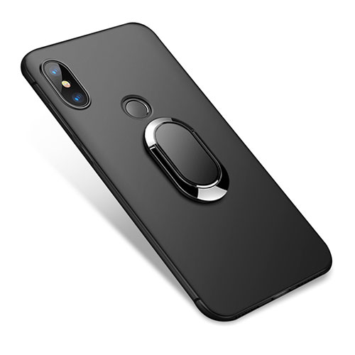 Ultra-thin Silicone Gel Soft Case with Finger Ring Stand for Xiaomi Redmi Note 5 Black