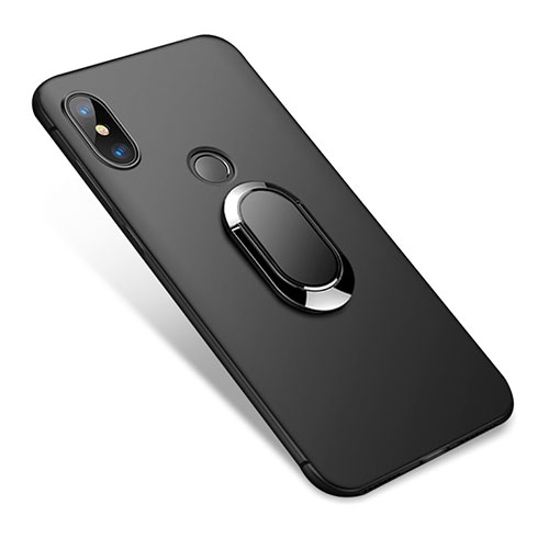 Ultra-thin Silicone Gel Soft Case with Finger Ring Stand for Xiaomi Redmi Note 5 Pro Black