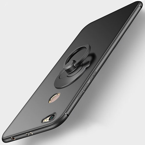 Ultra-thin Silicone Gel Soft Case with Finger Ring Stand for Xiaomi Redmi Note 5A Prime Black