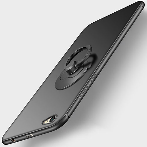 Ultra-thin Silicone Gel Soft Case with Finger Ring Stand for Xiaomi Redmi Note 5A Standard Edition Black