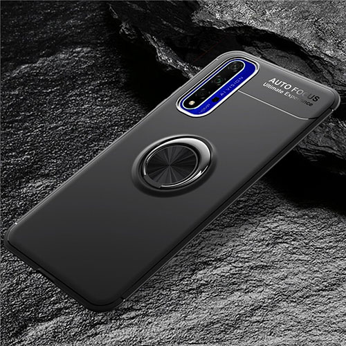 Ultra-thin Silicone Gel Soft Case with Magnetic Finger Ring Stand for Huawei Honor 20 Black